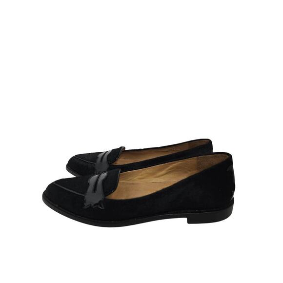 LUCCHESE WOMEN'S BLACK PONY HAIR LEATHER W/ PATENT LEATHER INLAY LOAFER SZ 7.5B - Picture 3 of 8